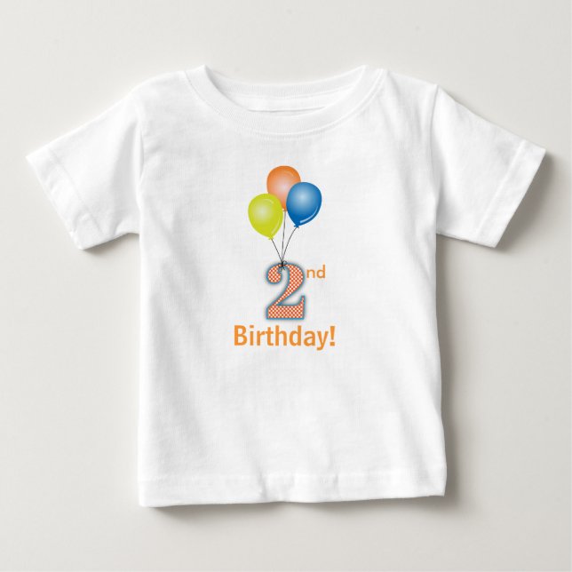Camiseta De Bebé Segundo cumpleaños de los globos de colores (Anverso)