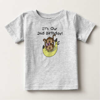 Camiseta De Bebé Segundo cumpleaños del mono gemelo y Chica