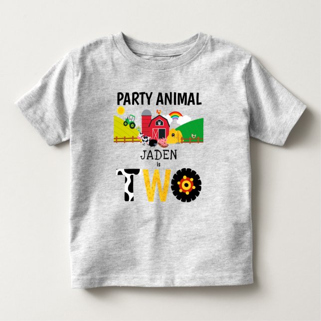 Camiseta De Bebé Segundo cumpleaños Fiesta de granja de dos años (Anverso)