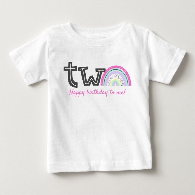 Camiseta De Bebé Segundo Fiesta de cumpleaños de Chica arcoiris loc (Anverso)