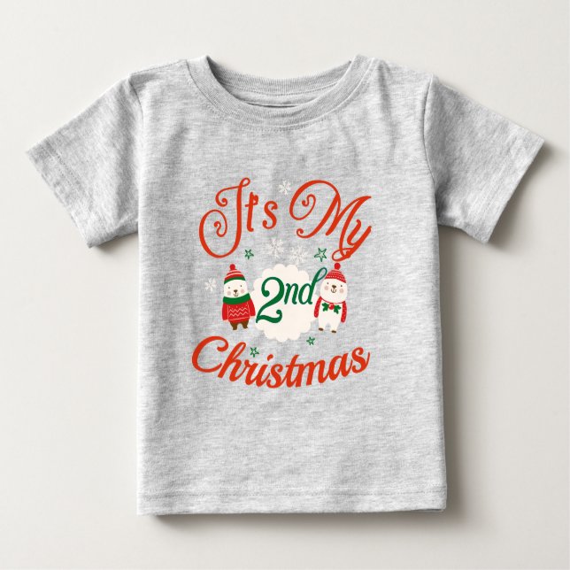 Camiseta De Bebé Segundo Navidad del bebé (Anverso)