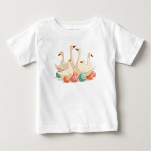 Camiseta De Bebé Seis gansos poniendo plantilla al estilo de recort