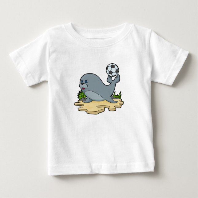 Camiseta De Bebé Sellar como jugador de fútbol con fútbol (Anverso)