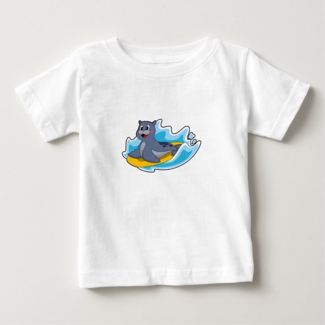 Camiseta De Bebé Sellar como surfista con tabla de surf (Anverso)