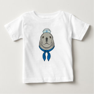 Camiseta De Bebé Sello como marinero con gorra de marinero