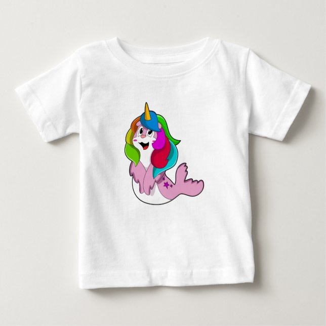 Camiseta De Bebé Sello como unicornio (Anverso)