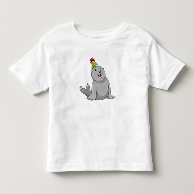 Camiseta De Bebé Sello con Fiesta gorra Fiesta (Anverso)