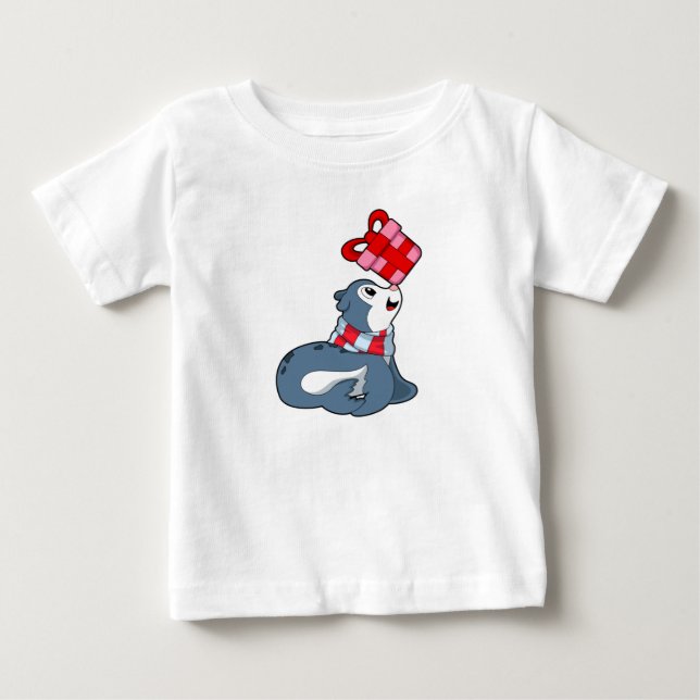 Camiseta De Bebé Sello con regalo (Anverso)