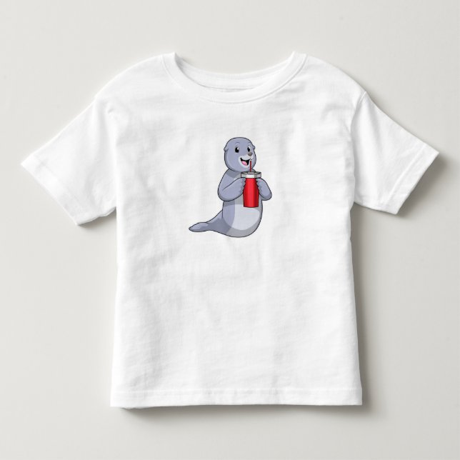 Camiseta De Bebé Sello con taza de bebida (Anverso)