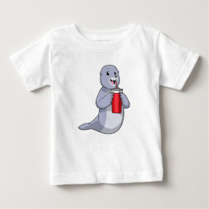 Camiseta De Bebé Sello con taza de bebida