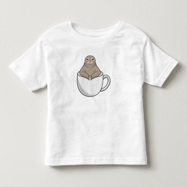 Camiseta De Bebé Sello con taza de café (Anverso)