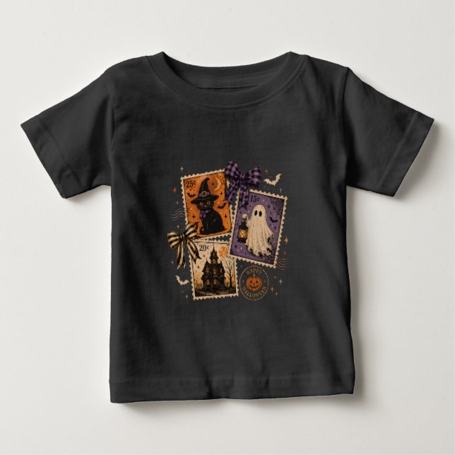 Camiseta De Bebé Sellos postales de Halloween (Anverso)