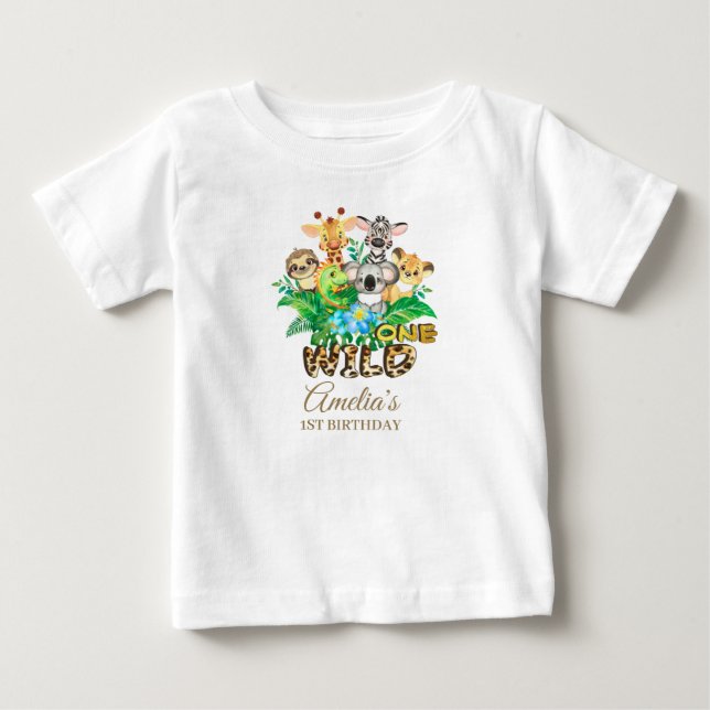 Camiseta De Bebé Selva de animales salvajes UN Chica Primera ropa d (Anverso)