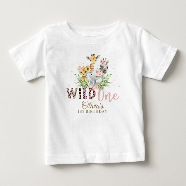 Camiseta De Bebé Selva de animales salvajes UN Chica Primera ropa d (Anverso)