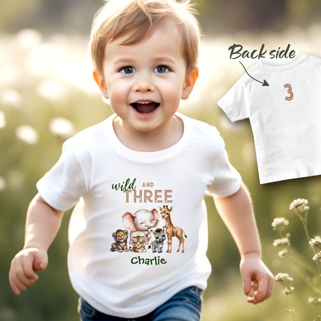 Camiseta De Bebé Selva Safari, animales de la comadreja salvajes, t (Safari Jungle Cute Animals Wild Three 3rd Birthday Toddler T-shirt)