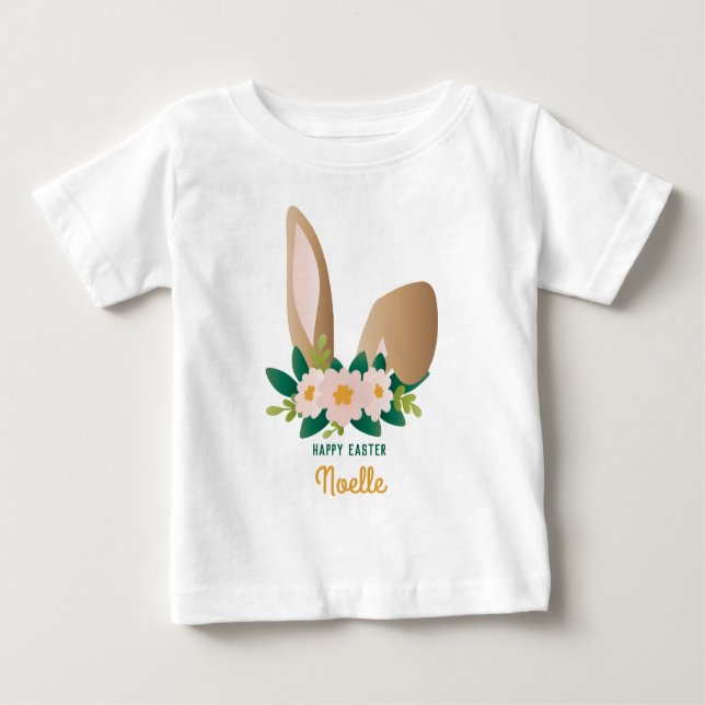 Camiseta De Bebé Semana Santa! Cefalea floral de Bunny Oars (Anverso)