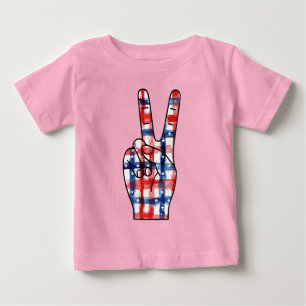 Camiseta De Bebé Señal de Paz Patriótica Mano Abstracta Patrón de l