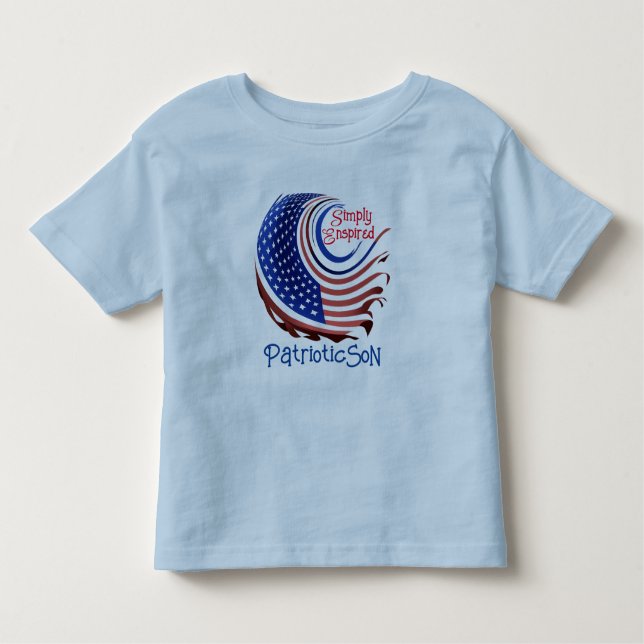 Camiseta De Bebé Sencillamente, "Patriot Son" Estrellas y Rayas: (Anverso)