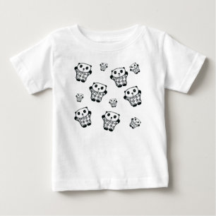 Camiseta De Bebé Sencillo Y Moderno Oso Panda Blanco Y Negro