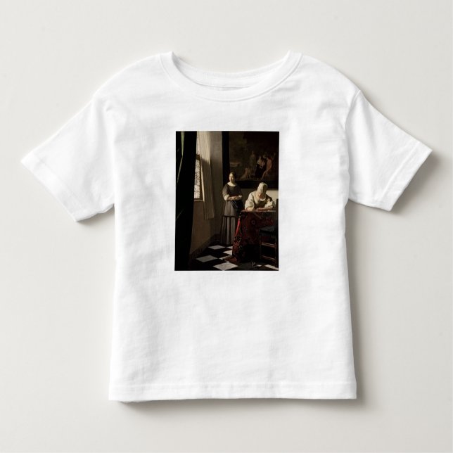 Camiseta De Bebé Señora escribiendo una carta con su empleada domés (Anverso)