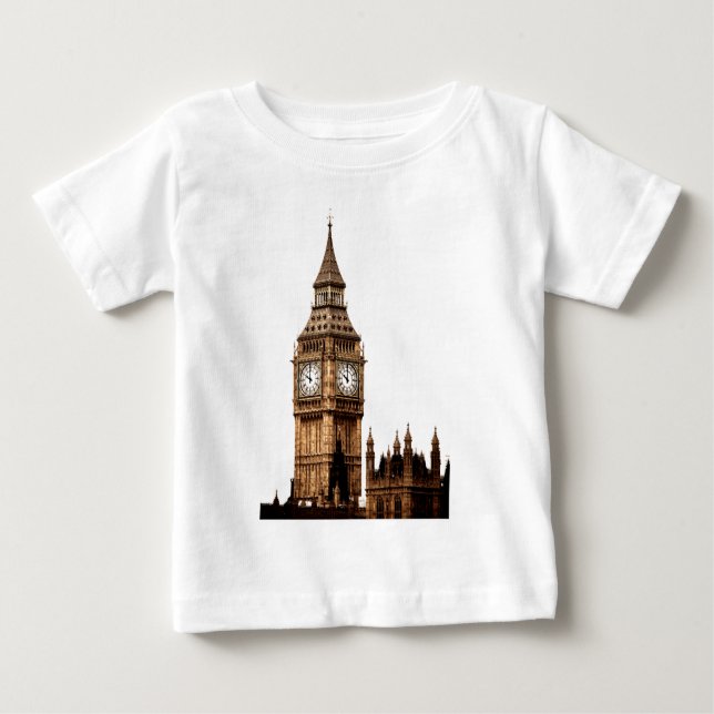 Camiseta De Bebé Sepia Big Ben Tower (Anverso)