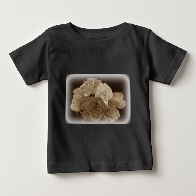 Camiseta De Bebé Sepia Rose Bouquet (Anverso)