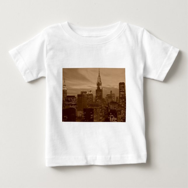 Camiseta De Bebé Sepia Tone New York (Anverso)