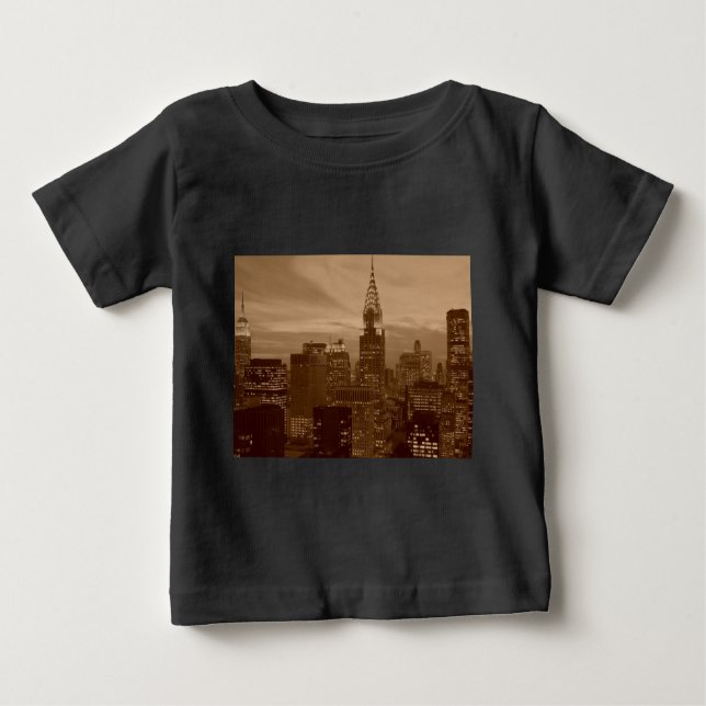 Camiseta De Bebé Sepia Tone New York (Anverso)