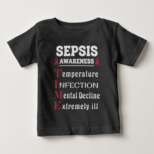 Camiseta De Bebé Sepsis Awareness T.I.M.E. Guide (Anverso)