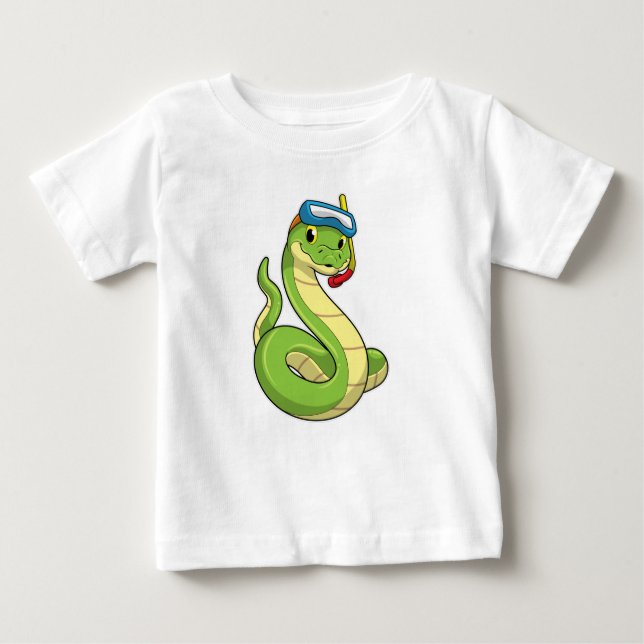 Camiseta De Bebé Serpiente como buzo con Snorkel (Anverso)