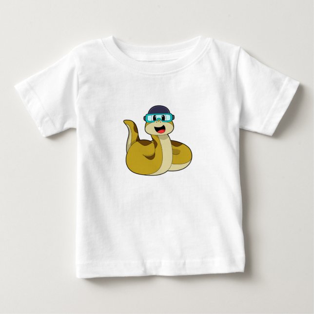 Camiseta De Bebé Serpiente con gafas de natación (Anverso)