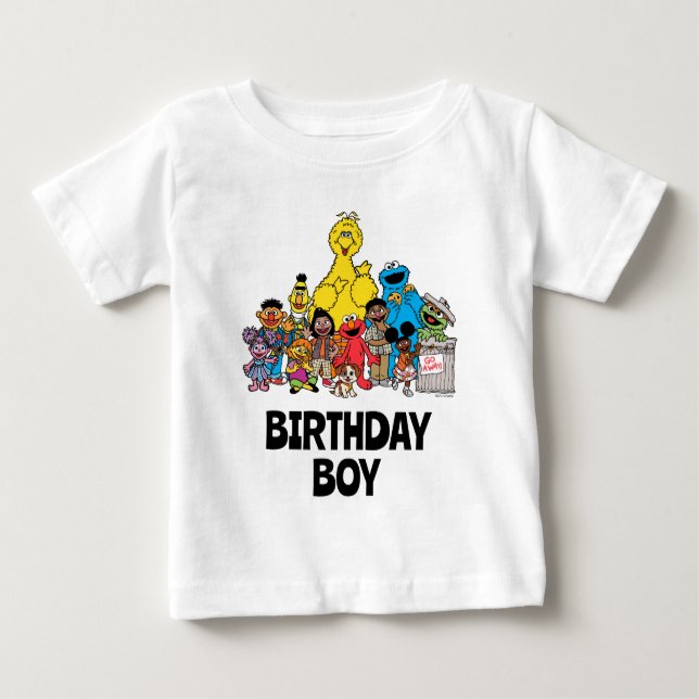 Camiseta De Bebé Sesame Street | Amigos de Sesame Cumpleaños (Anverso)