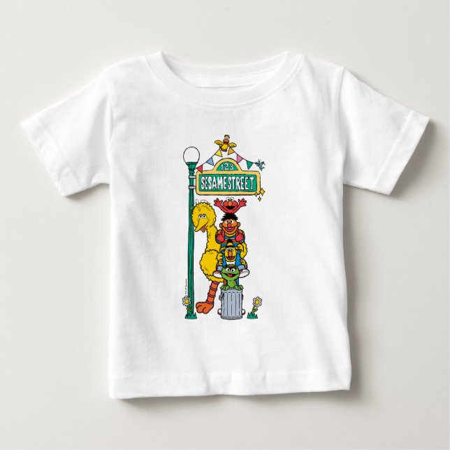 Camiseta De Bebé Sesame Street Characters & Street Sign Baby T-Shir (Anverso)