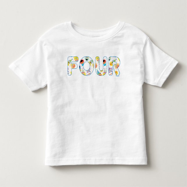 Camiseta De Bebé Sesame Street Confetti Pattern Cuarto Cumpleaños (Anverso)