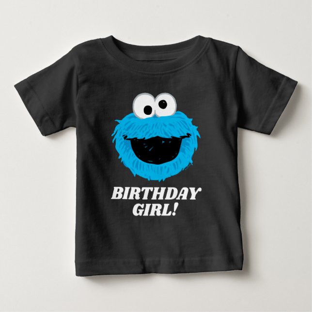 Camiseta De Bebé Sesame Street | Cookie Monster - Cumpleañera (Anverso)