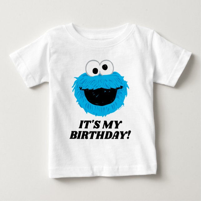 Camiseta De Bebé Sesame Street | Cookie Monster - Es mi cumpleaños (Anverso)