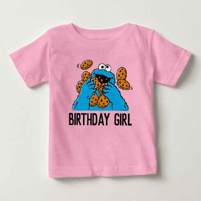 Camiseta De Bebé Sesame Street | Cumpleaños 1 de Cookie Monster (Anverso)