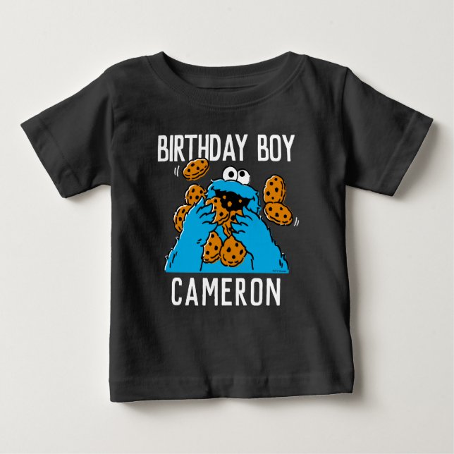 Camiseta De Bebé Sesame Street | Cumpleaños 1 de Cookie Monster beb (Anverso)