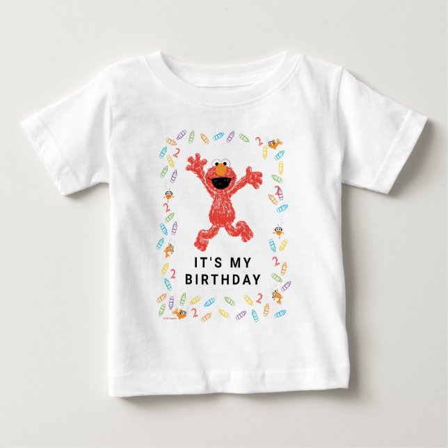 Camiseta De Bebé Sesame Street Elmo | Crayon Birthday (Anverso)