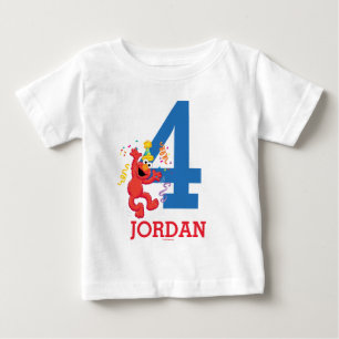 Camiseta De Bebé Sesame Street Elmo - Cumpleaños 4 arcoíris