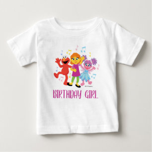 Camiseta De Bebé Sesame Street   Julia, Elmo y Abby - Cumpleaños