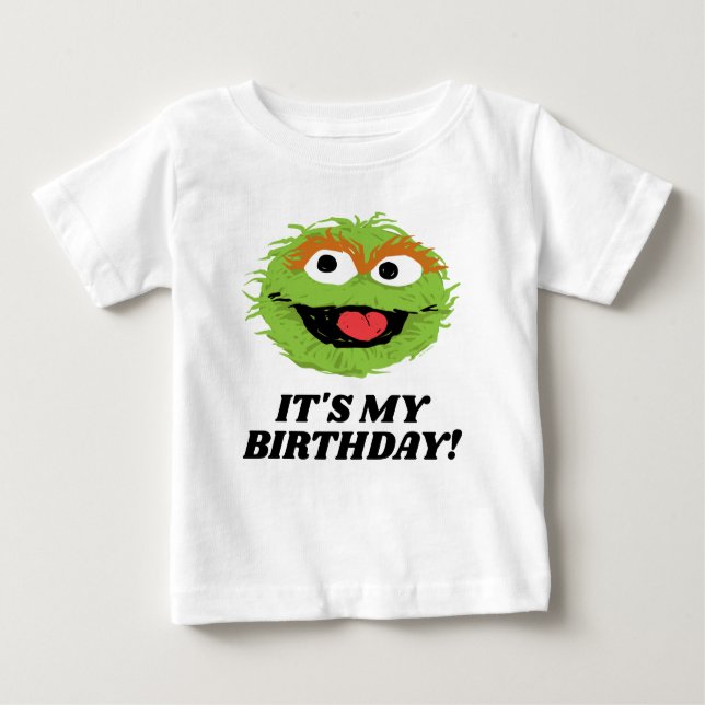 Camiseta De Bebé Sesame Street | Oscar el Gruñón Es mi cumpleaños (Anverso)