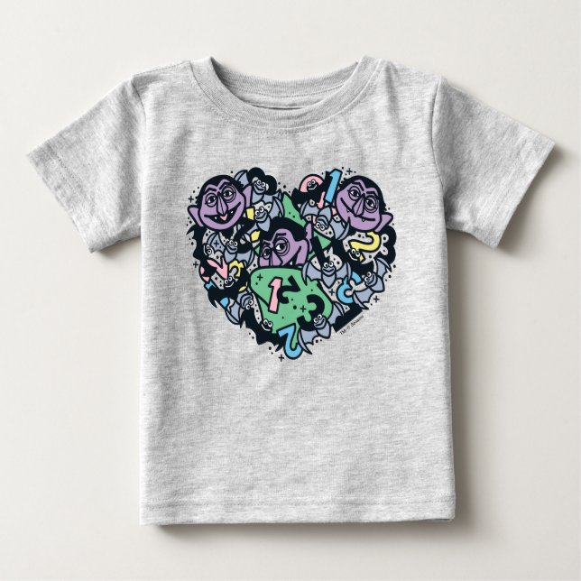 Camiseta De Bebé Sésamo | Conde von Count Doodle Heart (Anverso)