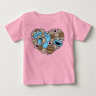 Camiseta De Bebé Sésamo   Cookie Monster Doodle Heart