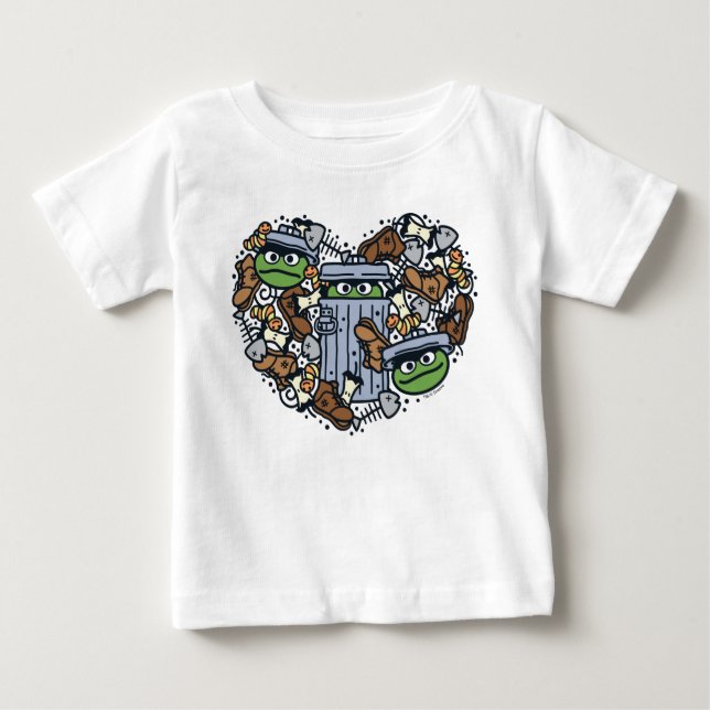 Camiseta De Bebé Sésamo | Oscar el Corazón de Doodle de Grouch (Anverso)