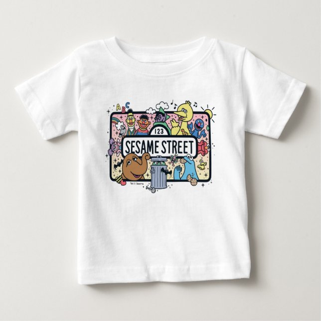 Camiseta De Bebé Sésamo | Rótulo Sesame Pals Doodle (Anverso)