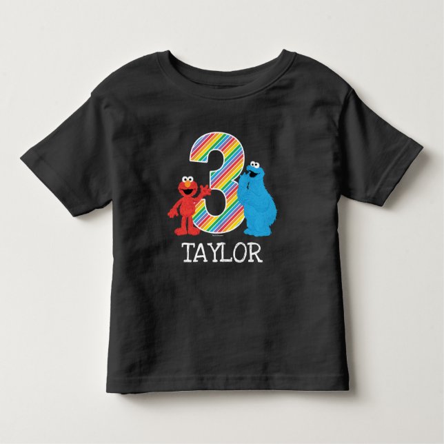 Camiseta De Bebé Sésamo Street Pals Chalkboard Rainbow tercer cumpl (Anverso)