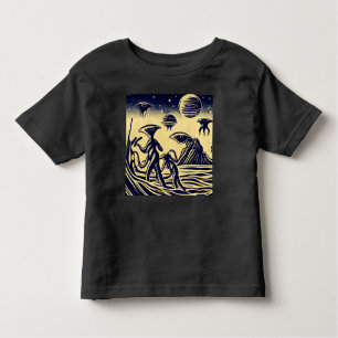 Camiseta De Bebé SF - Extranjeros En Un Extraño Planeta Woodcut 1