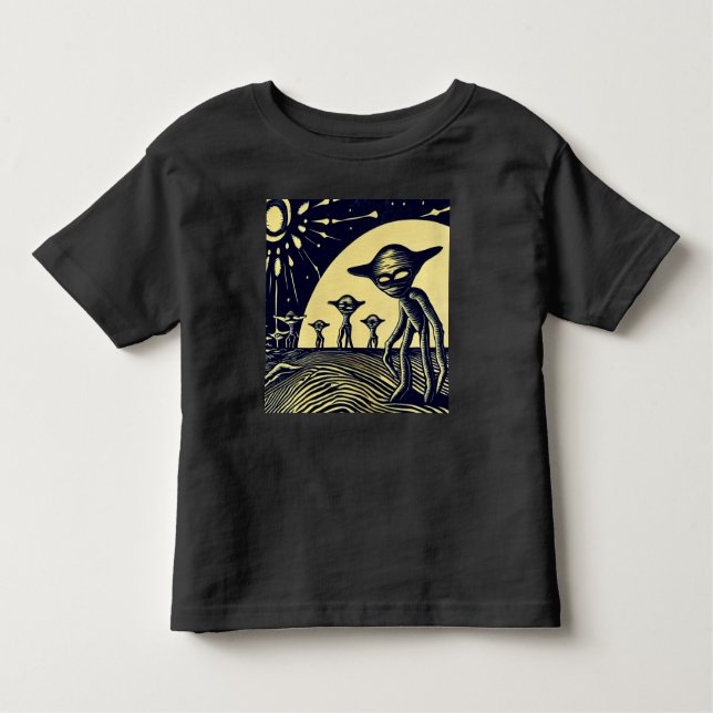 Camiseta De Bebé SF - Extranjeros En Un Extraño Planeta Woodcut 2 (Anverso)