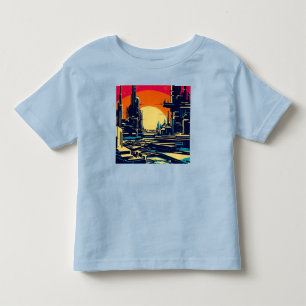 Camiseta De Bebé SF Futurista City Woodcut 1